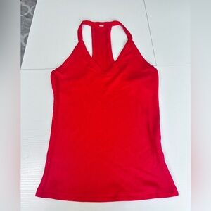 Classic High Neck T Back Ribbed Red Tank Size S